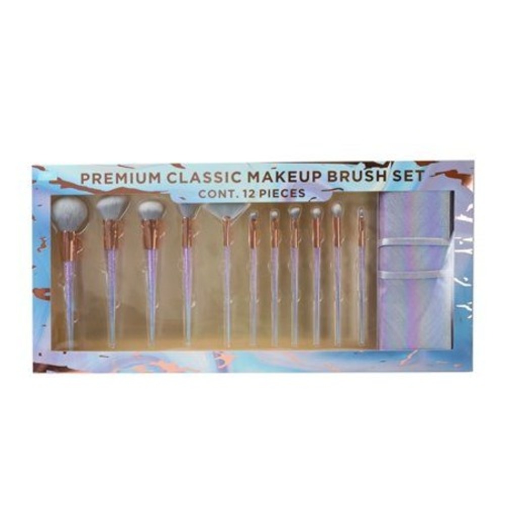 Premium Classic Makeup Brush Set Womens OS Purple Iridescent 12pc NEW